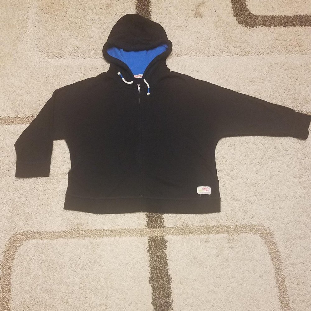 HOLLISTER HOODED ZIP UP SWEATSHIRT 3/4 BAT SLEEVE